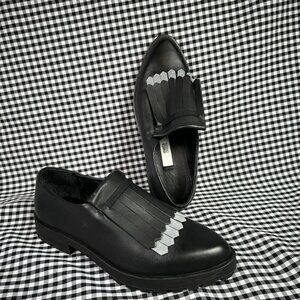 Miista Juliette Loafer Fringe Black Reflective Silver Shoe Womens EU 36 / US 5.5